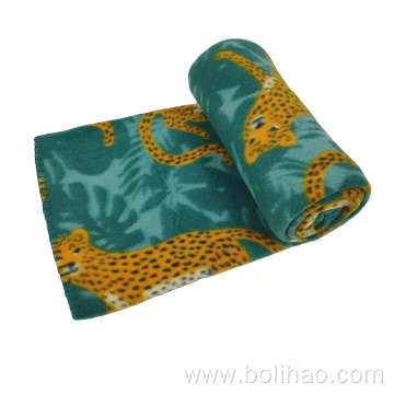 custom leopard blanket customized size and logo printed polar fleece blanket